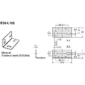 Equerre de fixation horizontal pour modèle E3S-C - E39-L102-Lire la description