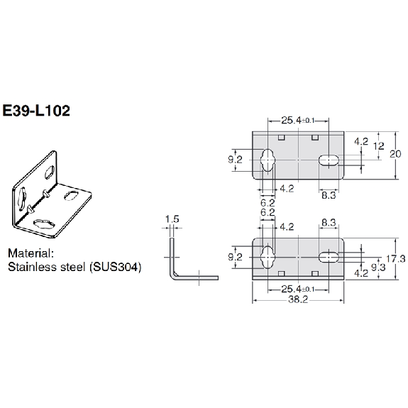 Equerre de fixation horizontal pour modèle E3S-C - E39-L102-Lire la description