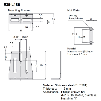 Equerre pour E3NC LH01 - E39-L186-Lire la description