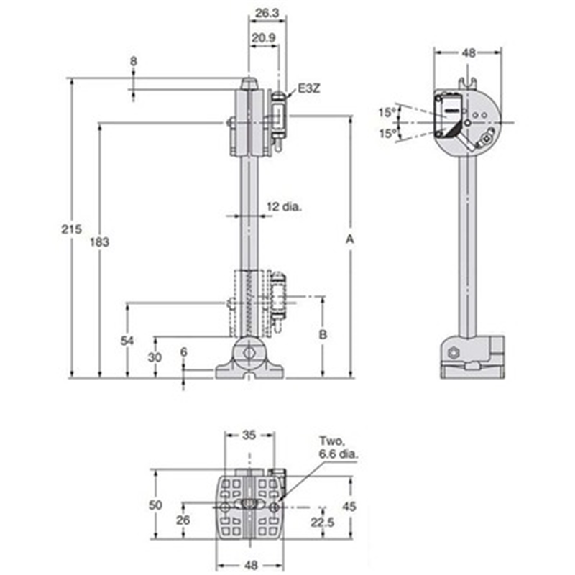 Support complet pied et tube Ø12mm pour E3Z, E39-R1/E39-R3 - E39-L93FH Support complet pied et tube Ø12mm pour E3Z, E39-R1/E39-R3 - E39-L93FH-Lire la description