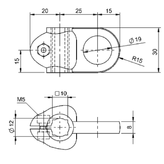 Système de fixation, pour tiges Ø12 mm / 10x10 mm - BMS CS-P-D12-AD18-00 (BAM002P)-Lire la description