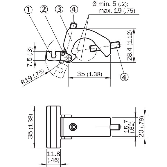 Support de fixation pour vérins à tige profilée/tirant - BEF-KHZ-PC1-Lire la description
