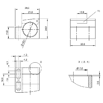 Bloc de serrage avec butée fixe pour capteurs Ø18 mm, 30x24x29 mm, PC - BES 18,0-KB-5-F (BAM00FE)-Lire la description