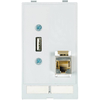 Set MSDD: Cadre double + RJ45 + USB + Prise Allemande (2+PE) 16A - 4000-68123-0011310 | MSDD-Lire la description