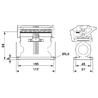 Embase en saillie avec étrier longitudinal, couvercle, 2xM32 - HC-EVO-B16-SHWSC-2SSM32-PLRBK-Lire la description