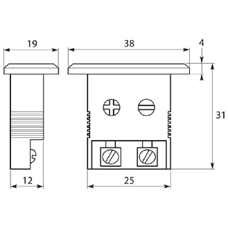 Embase 26x13mmThermocouple mini enclipsable J Fer/Constantan Noir - EFSCJ-Lire la description