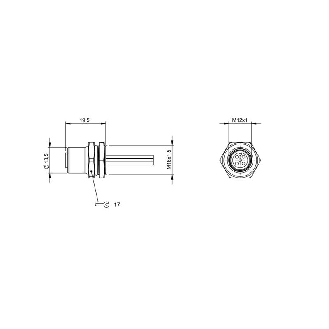 Passage de cloisons M12A Fem Droit 5p; Fils 5x0.25 0.5m - BCC M455-0000-1A-RM014-005 (BCC09JZ)-Lire la description