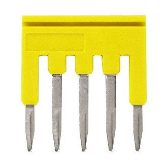 Pontage sécable jaune, 5 pôles, pour bornes Push-In + de 1,5mm² - XW5S-P1.5-5YL-Lire la description