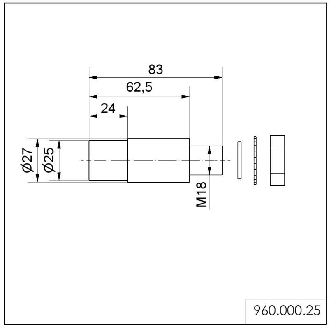 Adaptateur pour montage à trou unique EM - 960.000.25-Lire la description