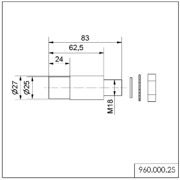 Adaptateur pour montage à trou unique EM - 960.000.25 Adaptateur pour montage à trou unique EM - 960.000.25-Lire la description