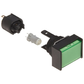 Voyant Ø16mm lumineux rectangulaire, vert, 24Vdc, IP65 - M165-JG-24D-Lire la description
