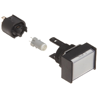 Voyant Ø16mm lumineux rectangulaire, blanc, 24Vdc, IP65 - M165-JW-24D-Lire la description