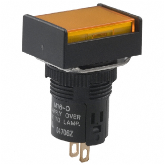 Voyant Ø16mm lumineux rectangulaire, jaune, 24Vdc, IP65 - M165-JY-24D-Lire la description