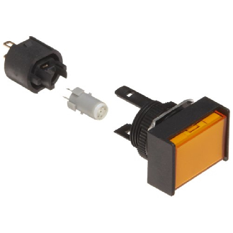 Voyant Ø16mm lumineux rectangulaire, jaune, 24Vdc, IP65 - M165-JY-24D-Lire la description