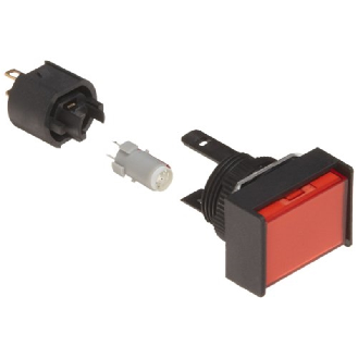 Voyant Ø16mm lumineux rectangulaire, rouge, 24Vdc, IP65 - M165-JR-24D-Lire la description