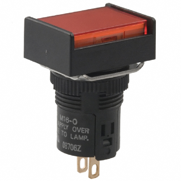 Voyant Ø16mm lumineux rectangulaire, rouge, 24Vdc, IP65 - M165-JR-24D Voyant Ø16mm lumineux rectangulaire, rouge, 24Vdc, IP65 - M165-JR-24D-Lire la description