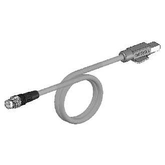 Câble Ethernet SF/UTP Cat.5E de 1m M12/RJ45, PVC (gris) robot - XS5W-T421-CMC-KR-Lire la description