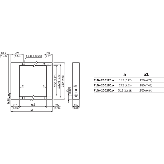 Cadre optique (version fermée) 250x200mm PNP/NPN LO/DO / M12 4P - FLG4-20025011-Lire la description