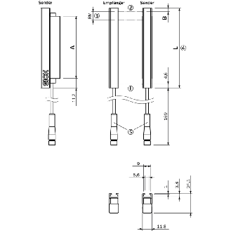 Rideau d'automatisation H=2000mm Rés=25mm P=3,5m PNP/NPN / M08 4P+C - SLG25S-200FAR21A00-Lire la description