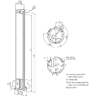 Colonne miroir pour hauteur de champ de protection: 1.950 mm - PM3C22-00030000-Lire la description