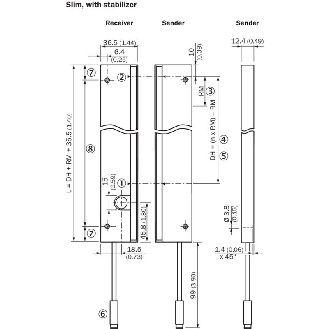 Rideau d'automatisation H=0120mm Rés=40mm P=1.5m PNP / M08 4P - SPL-S120PPS2W04-Lire la description