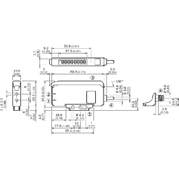 Ampli. fibre (maître) PNP(x2) Teach LR LO/DO 12-24Vdc M08 4P - WLL180T-M634S11-Lire la description