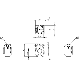 Système de montage pour le logement de barres Ø12 mm - BMS CS-M-D12-IZ-02 (BAM035N)-Lire la description
