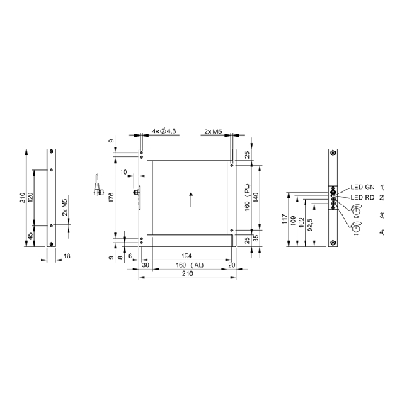 Cadre optique PNP NO P=160x160mm Pot. IR DO / M08 3P - BOW A-1616-PS-C-S49 (BOW002J)-Lire la description