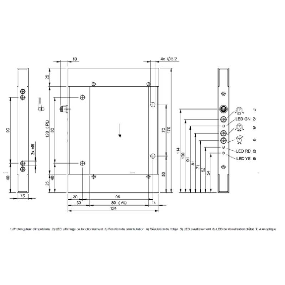 Cadre optique PNP/NPN P=120x80mm Pot. IR LO/DO / M08 4P - BOW B-1208-DU-C-S75 (BOW002Z)-Lire la description