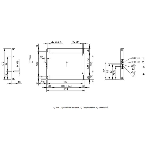 Cadre optique PNP NO P=120x160mm Pot. IR DO / M08 3P - BOW A-1216-PS-C-S49 (BOW002H)-Lire la description
