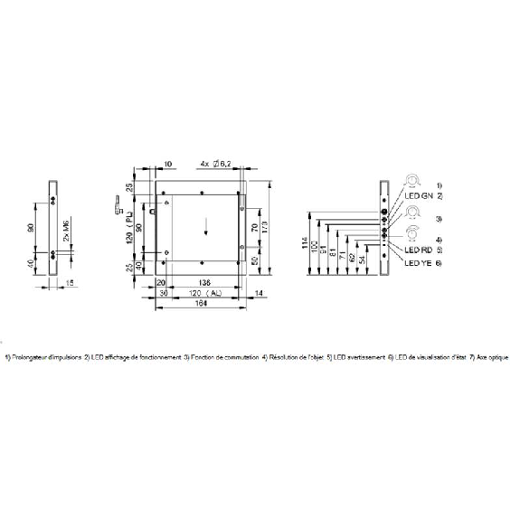 Cadre optique PNP/NPN 120x120mm IR LO/DO 15-30Vdc / M08 4P - BOW B-1212-DU-C-S75 (BOW0031)-Lire la description