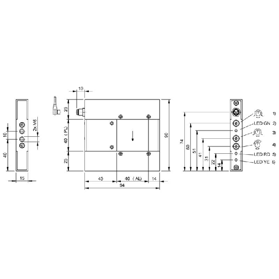 Cadre optique PNP/NPN P=40x40mm Pot. IR LO/DO / M08 4P - BOW B-0404-DU-C-S75 (BOW002U)-Lire la description