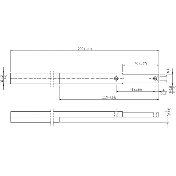 Barre de montage WFS, droite, avec 2 vis de fixation - BEF-M12GF-A Barre de montage WFS, droite, avec 2 vis de fixation - BEF-M12GF-A-Lire la description