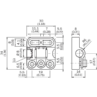 Bloc de serrage pour capteurs cylindriques M8 sans butée fixe - BEF-KH-M08-Lire la description