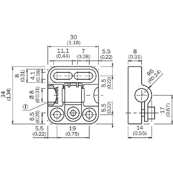 Bloc de serrage pour capteurs cylindriques M8 sans butée fixe - BEF-KH-M08 Bloc de serrage pour capteurs cylindriques M8 sans butée fixe - BEF-KH-M08-Lire la description