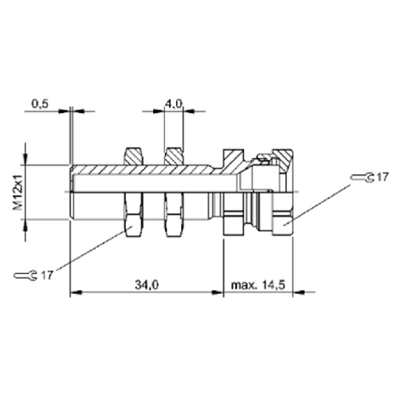 Suppport pour détecteur Ø8mm ou M08, PBT nickelé, Ø17x48,5mm - BES 08,0-KH-3L (BAM00AL)-Lire la description