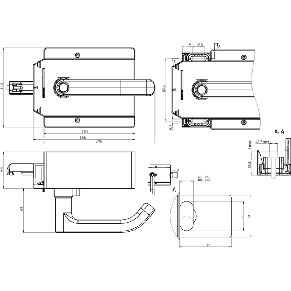 Module de poignée de porte externe avec butée réglable-Lire la description