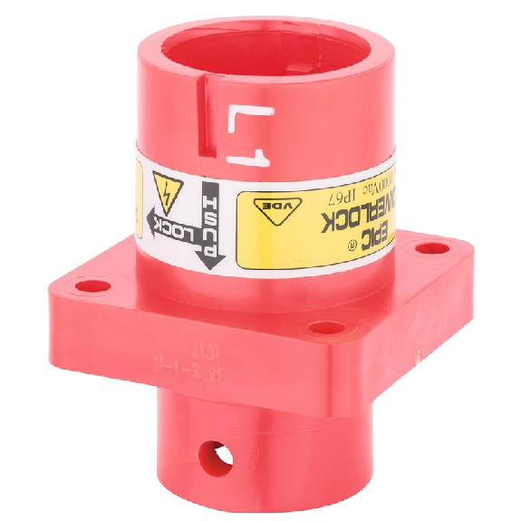 Powerlock; Embase en saillie; section: 50-120mm²; L1; Rouge - 44420321 | EPIC POWERLOCK A6 S L1/RD QP M12 (1)-Lire la description