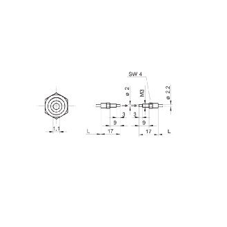 Fibre opt. barrage, verre, tête M3x17mm Pmax=500mm, 1m - FSE 100A1001-Lire la description