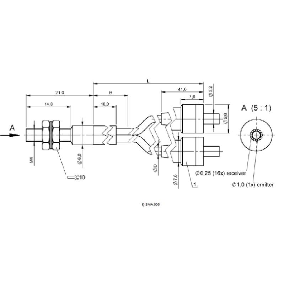 Fibre opt. directe coaxiale, plast. Ø2.2mm, tête M4, 2m - BFO D22-XB-UB-EAK-15-SA1-02 (BFO00C9) Fibre opt. directe coaxiale, plast. Ø2.2mm, tête M4, 2m - BFO D22-XB-UB-EAK-15-SA1-02 (BFO00C9)-Lire la description