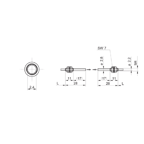 Fibre optique plastique avec barrière parallèle 17mm Fibre optique plastique avec barrière parallèle 17mm-Lire la description