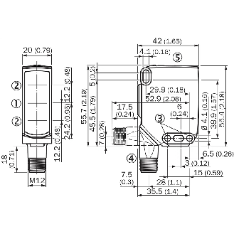 Cellule EAP PNP/NPN P=750mm PinPoint / M12 4P - WTS16P-24161320CZZ-Lire la description