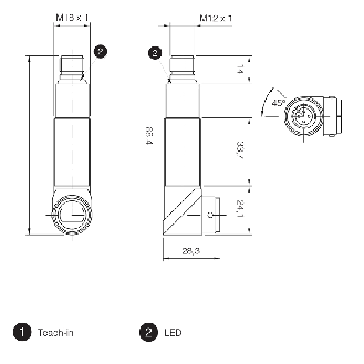 Ultrason Directe PNP(x2) NO/NF P900mm M18 Plast. Radial / M12 5P - UK1C/GW-2ESY-Lire la description