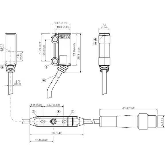 Cellule Bar. reflex transp PNP P=1.2m Teach LO / M08 4P+C0.35m - WL2SG-2P3236-Lire la description