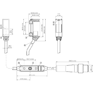 Cellule Bar. reflex transp PNP P=1.2m Teach LO / M08 4P+C0.35m - WL2SG-2P3236-Lire la description
