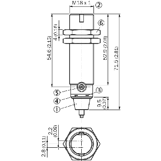 Cellule Directe NPN P=350mm LO/DO M18 Métal Axial / Câble 2m - GRTE18-E1132-Lire la description
