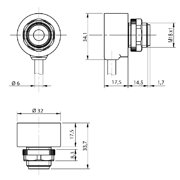 Cellule Barrage (R) PushPull P=30m IR DO Plast. Radial Câble 5m 90° - FLID/DT-0C-Lire la description