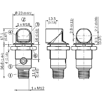 Cellule Bar. reflex PNP P=7.2m LO/DO M18 Laiton Radial / M12 4P - GRL18S-F245X-Lire la description