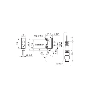 Cellule EAP PushPull P=72mm Teach IOL LR LO/DO / M08 4P+C0.2m PVC - O200.GR-GW1J.72NV/E026_H006-Lire la description
