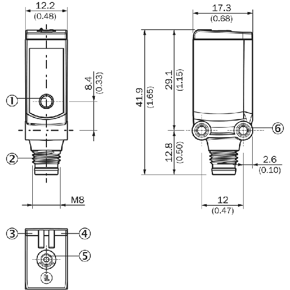 Cellule EAP PNP/NPN P=1.3m Laser IO-Link LO/DO / M08 4P - WTT4SLC-3B2262A00-Lire la description